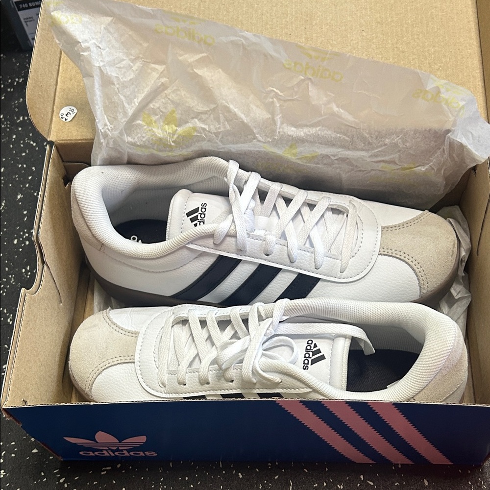 Adidas Classic White and Black Trainers